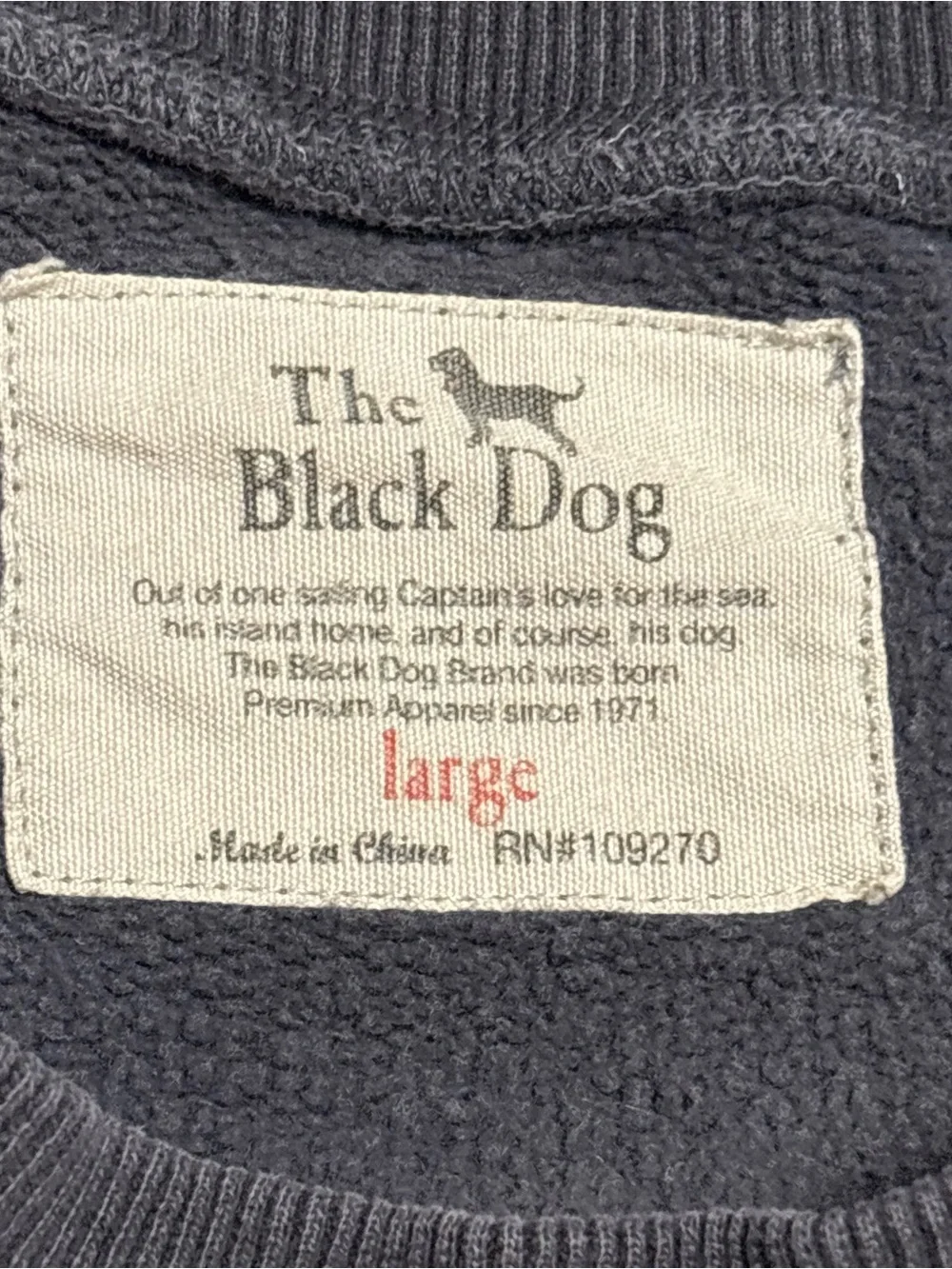 The Black Dog Vintage Logo Crewneck Sweatshirt in Navy